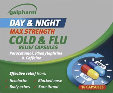 Galpharm Max Strength Cold & Flu Day & Night Capsules - 5 Packs | 80 Capsules